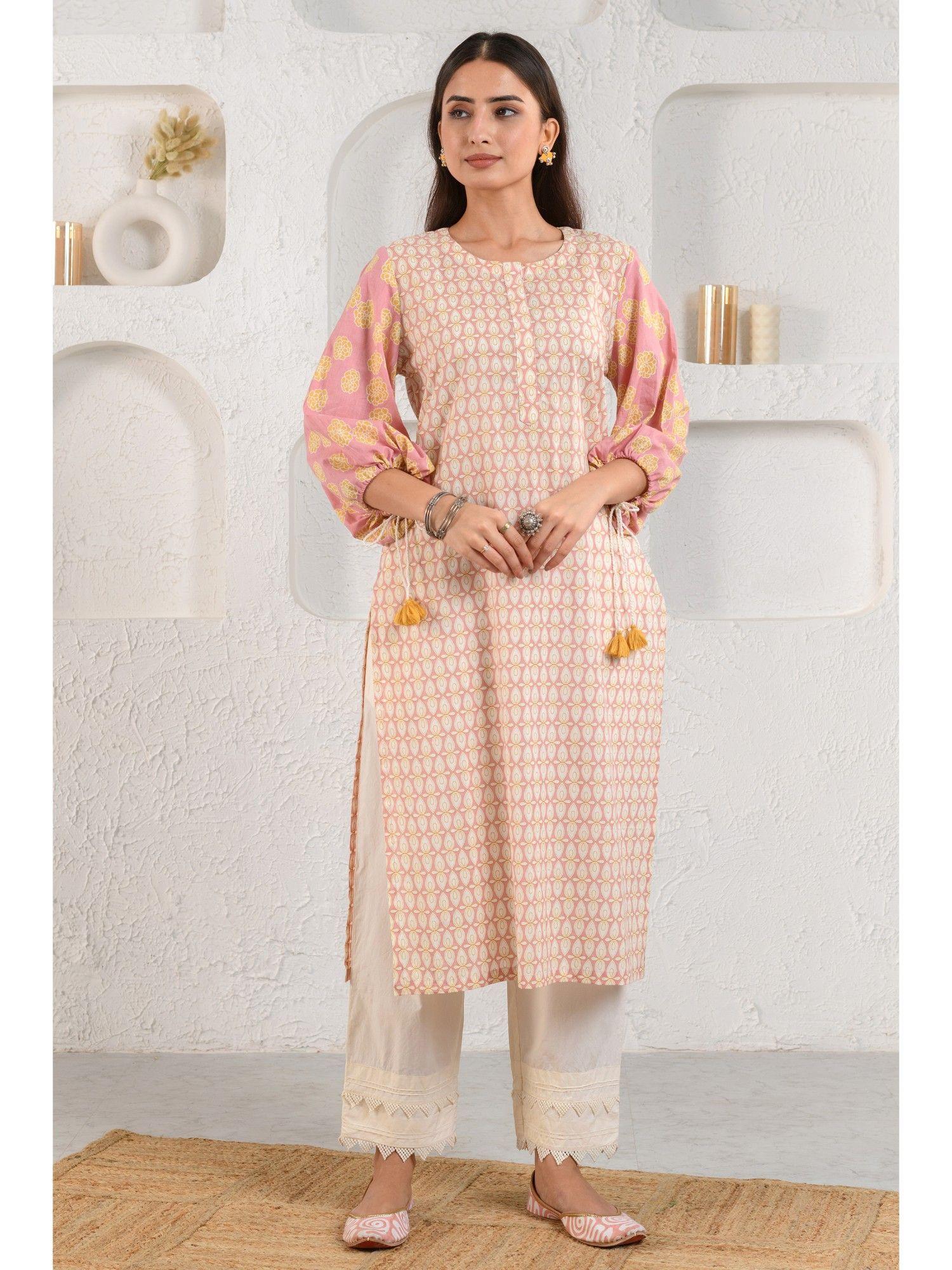 peach boho kurta