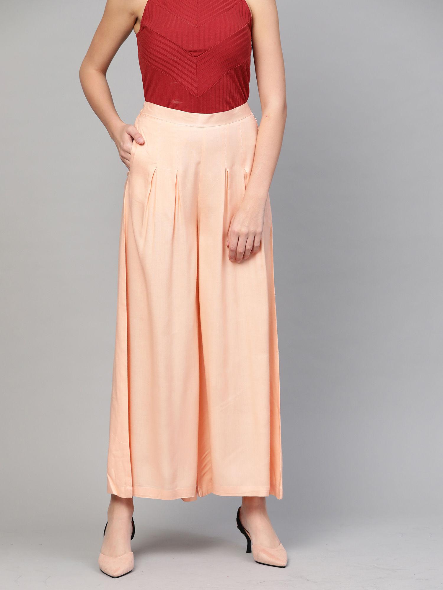 peach cantaloupe box pleated palazzo