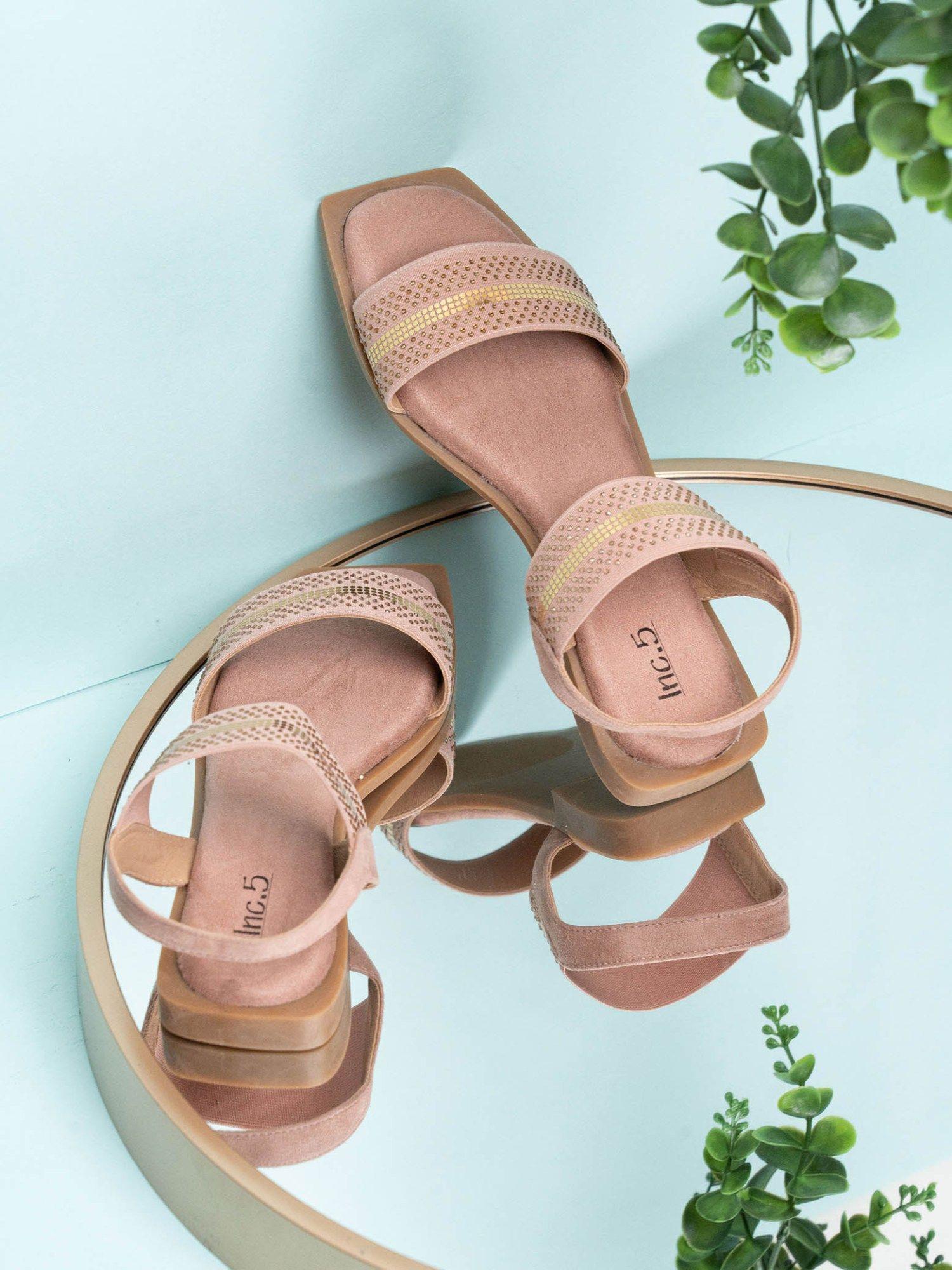 peach casual square toe sandals