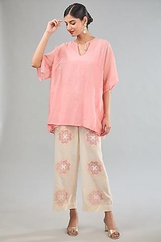 peach chanderi cotton silk tunic