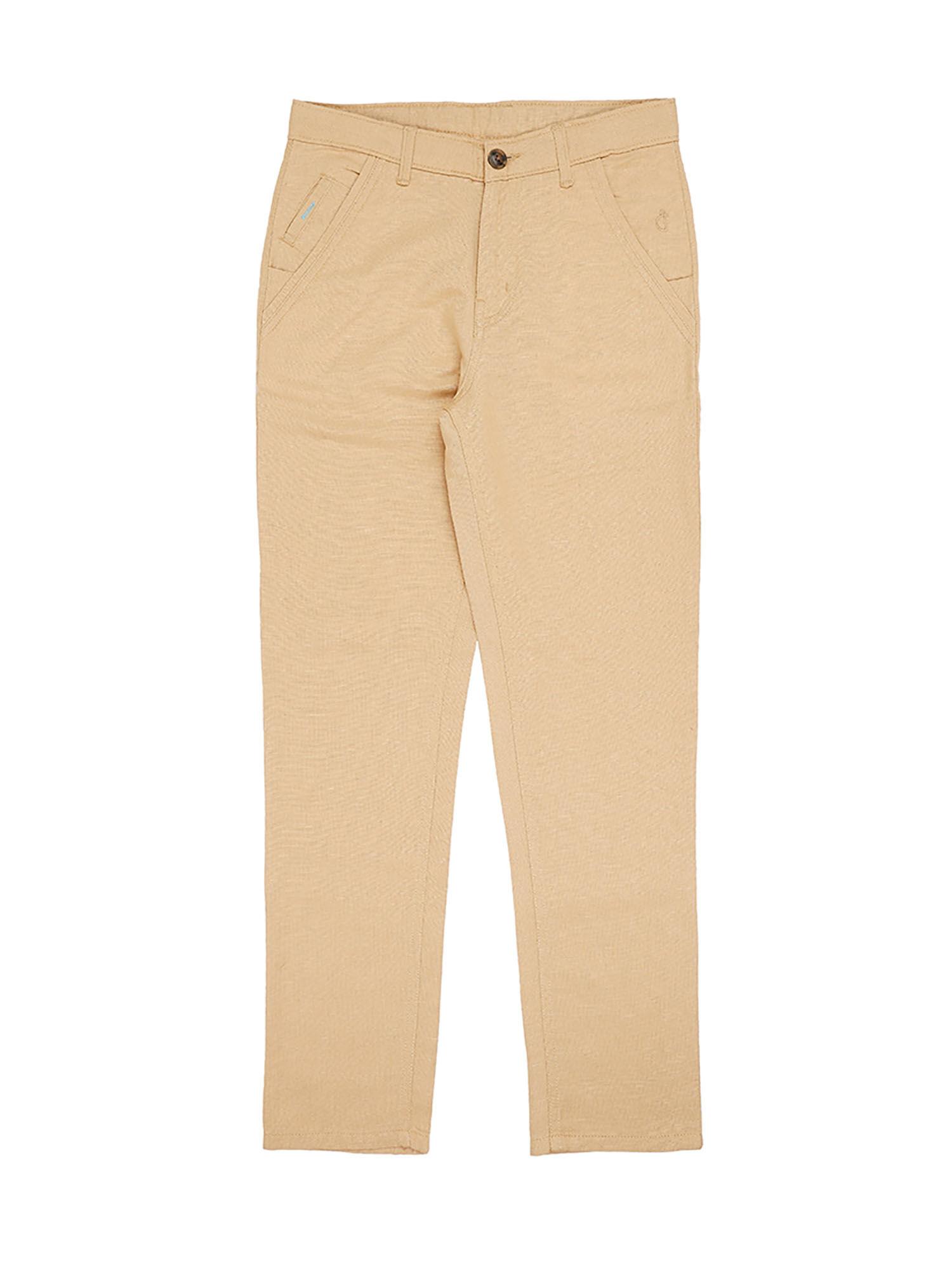 peach color solid plain trouser