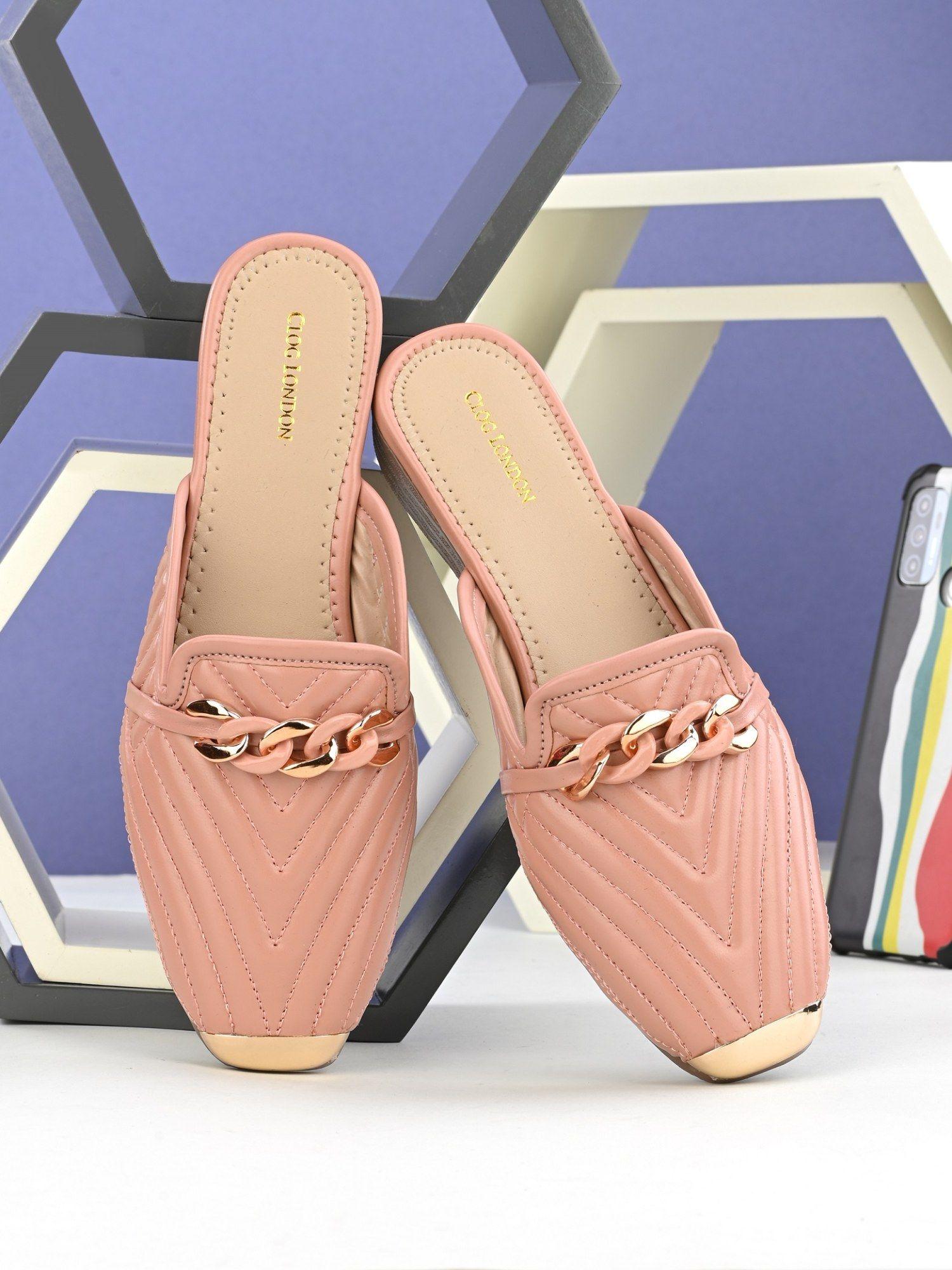 peach comfortable mules