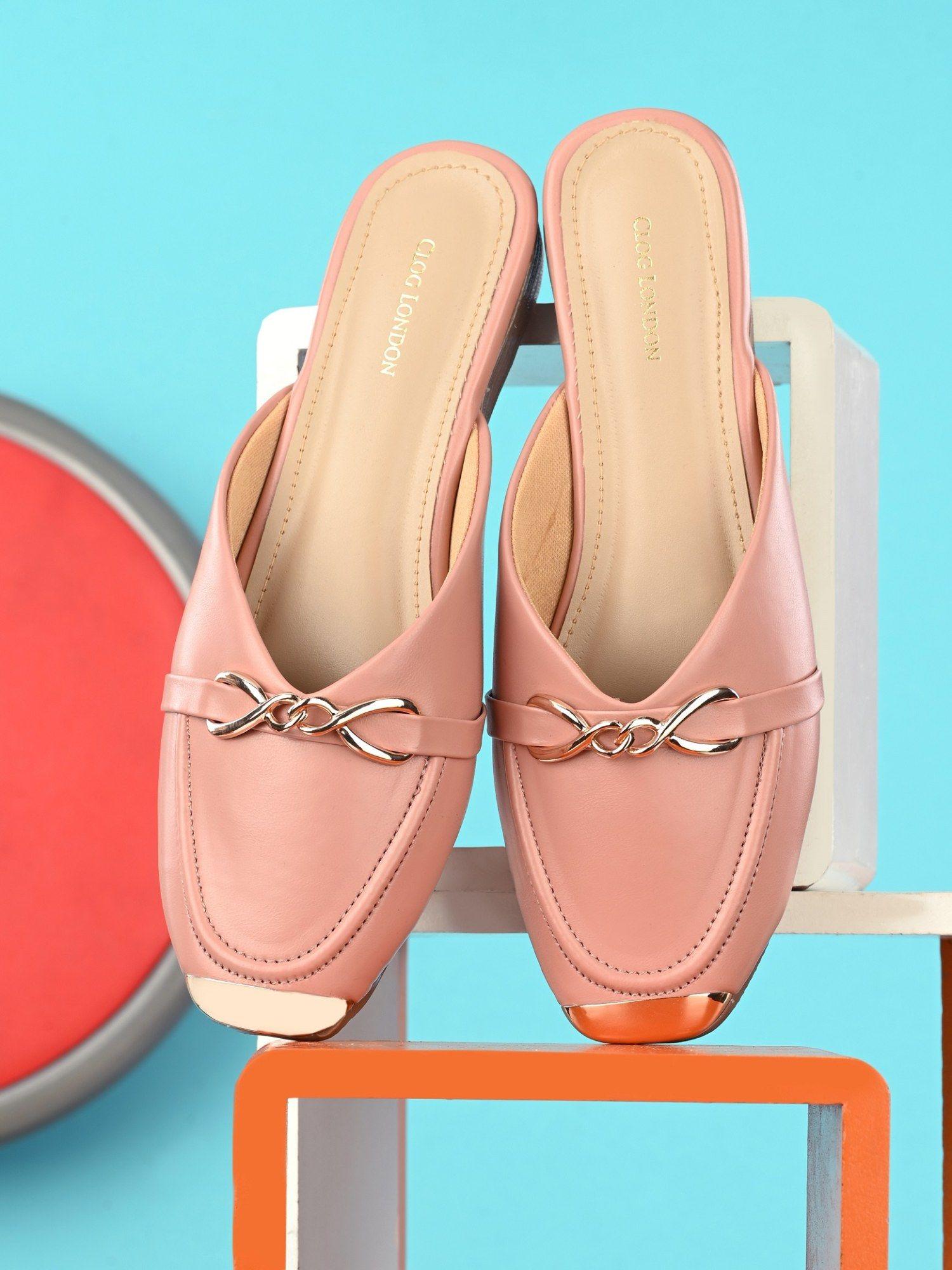 peach comfortable mules