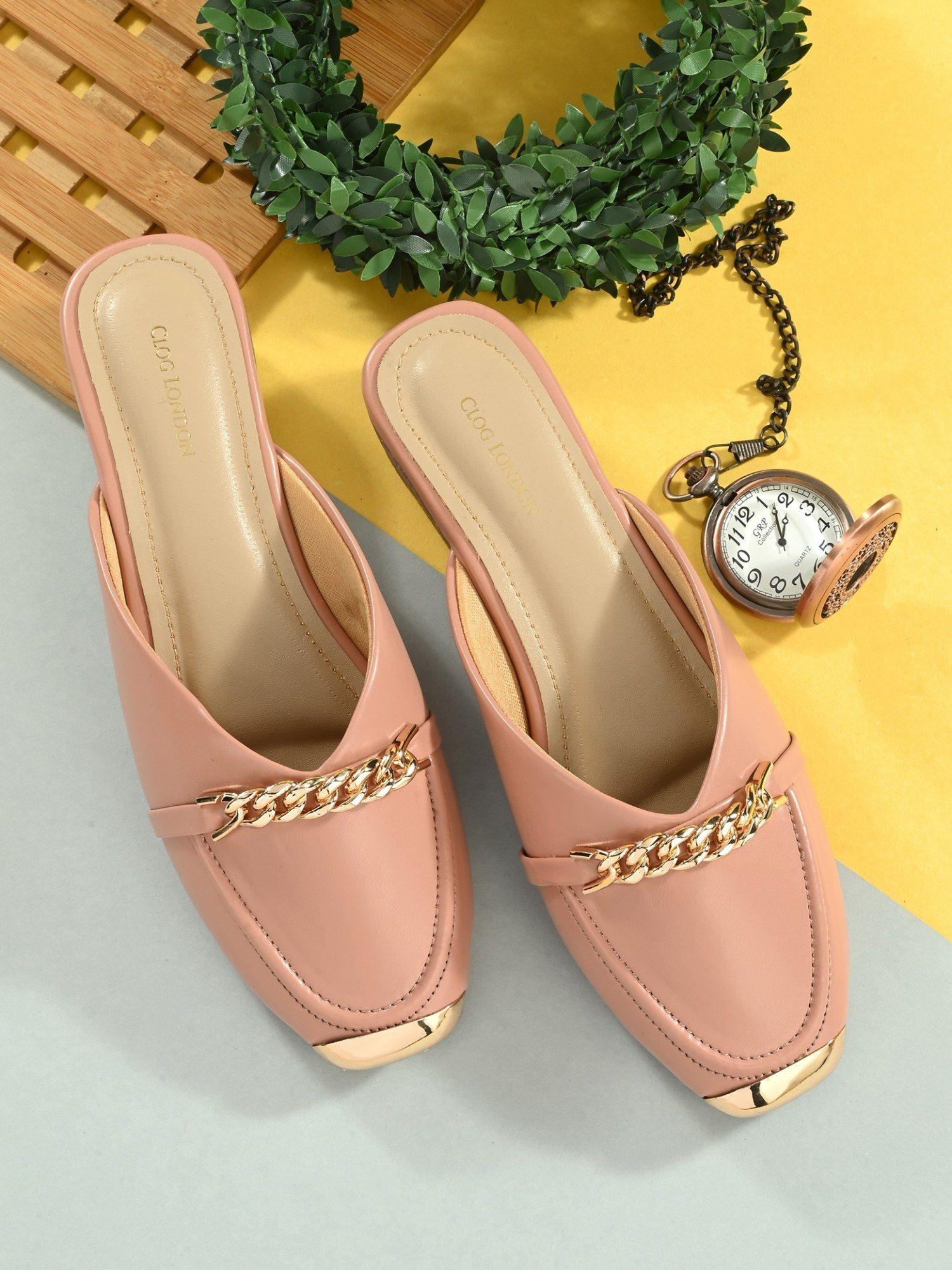 peach comfortable mules