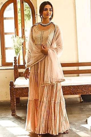 peach cotton anarkali set