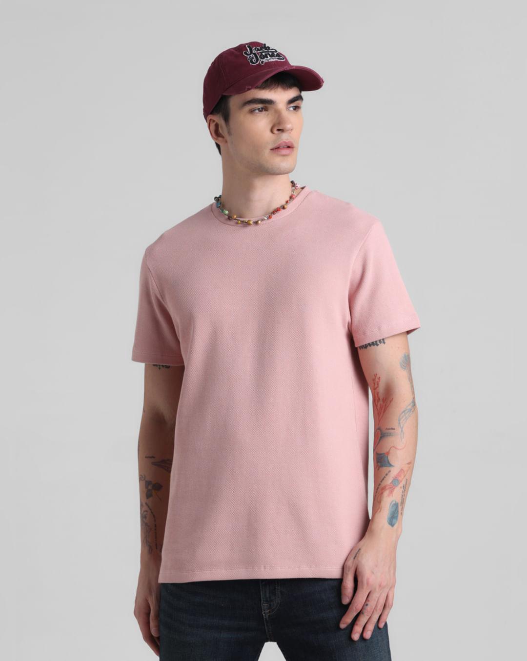 peach cotton crew neck t-shirt