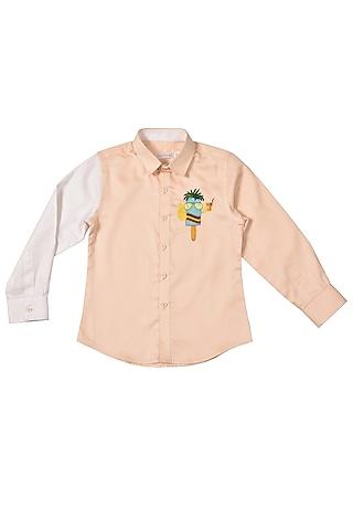 peach cotton satin shirt for boys