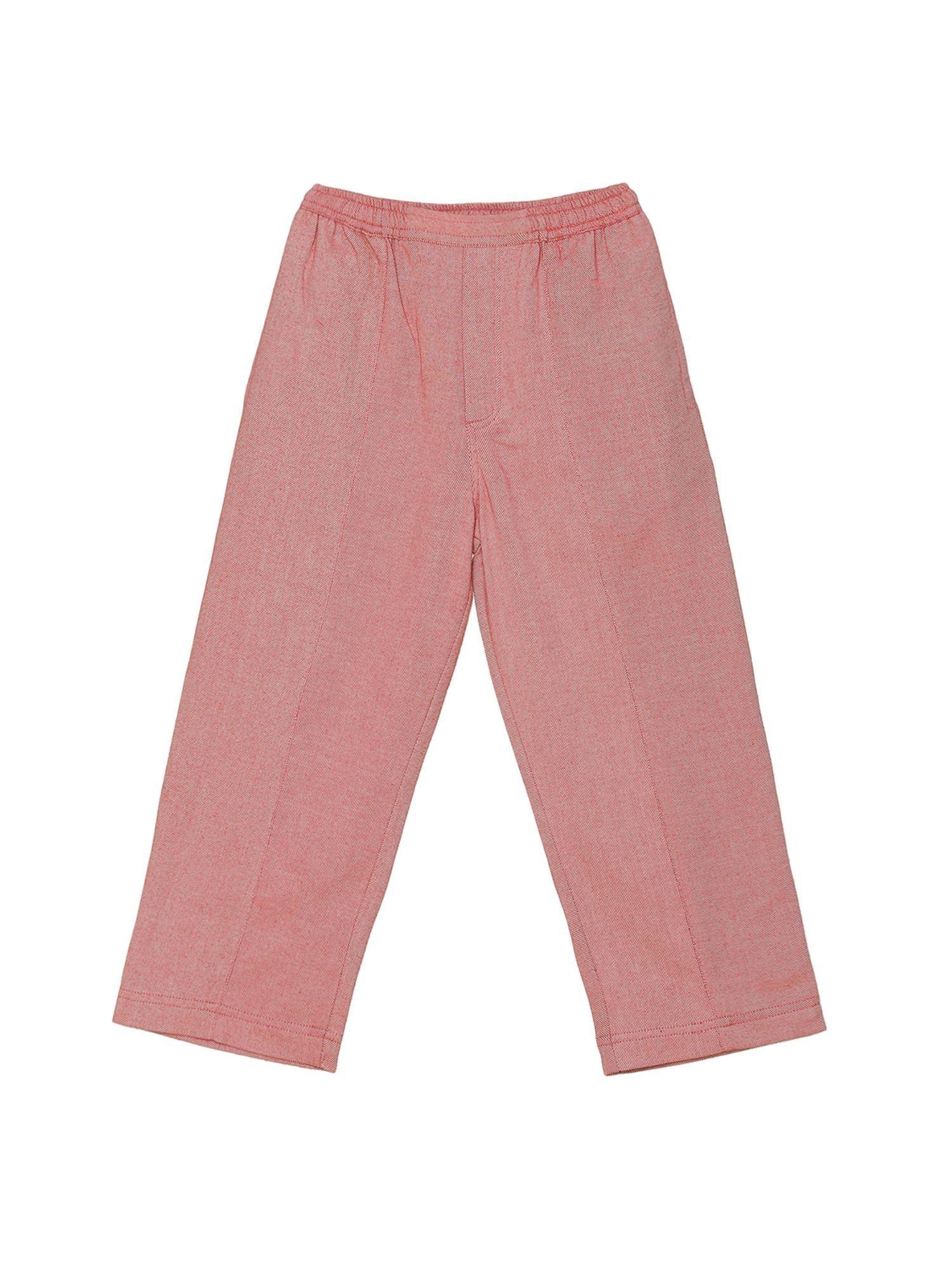 peach cotton solid pant