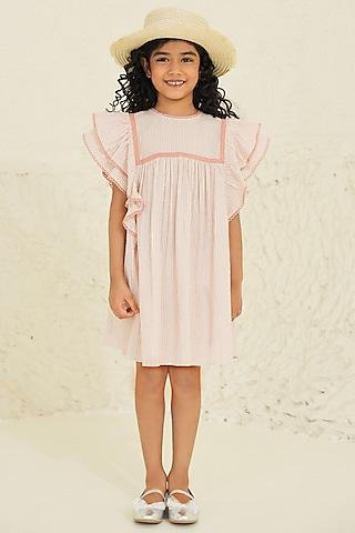 peach cotton striped boho dress for girls
