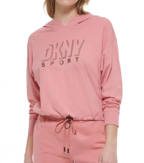 peach dropout shadow toggle hem hoodie