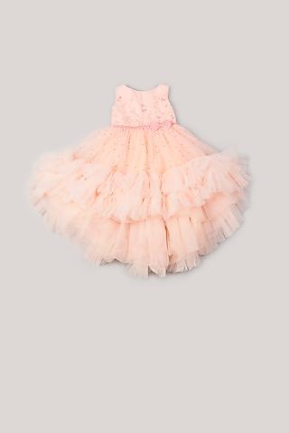 peach embellished dress for girls