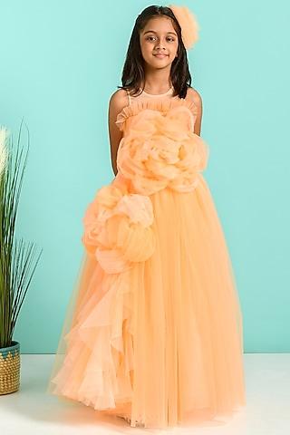 peach embellished gown for girls