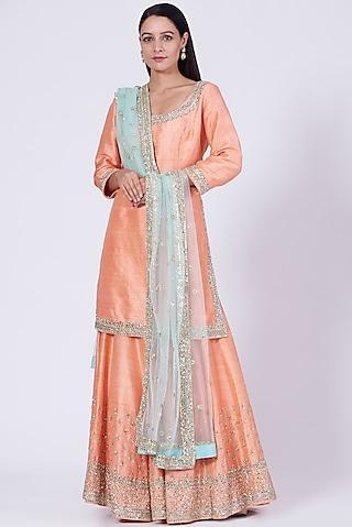 peach embellished sharara set