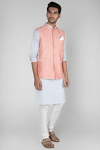 peach embroidered bundi jacket