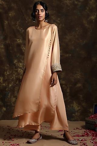peach embroidered kurta with pants