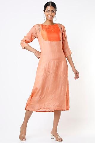 peach embroidered kurta