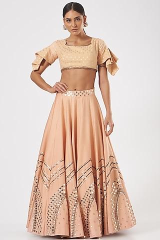 peach embroidered lehenga set