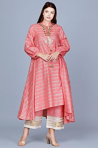 peach embroidered oversized tunic