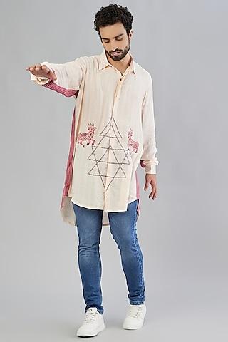 peach embroidered shirt