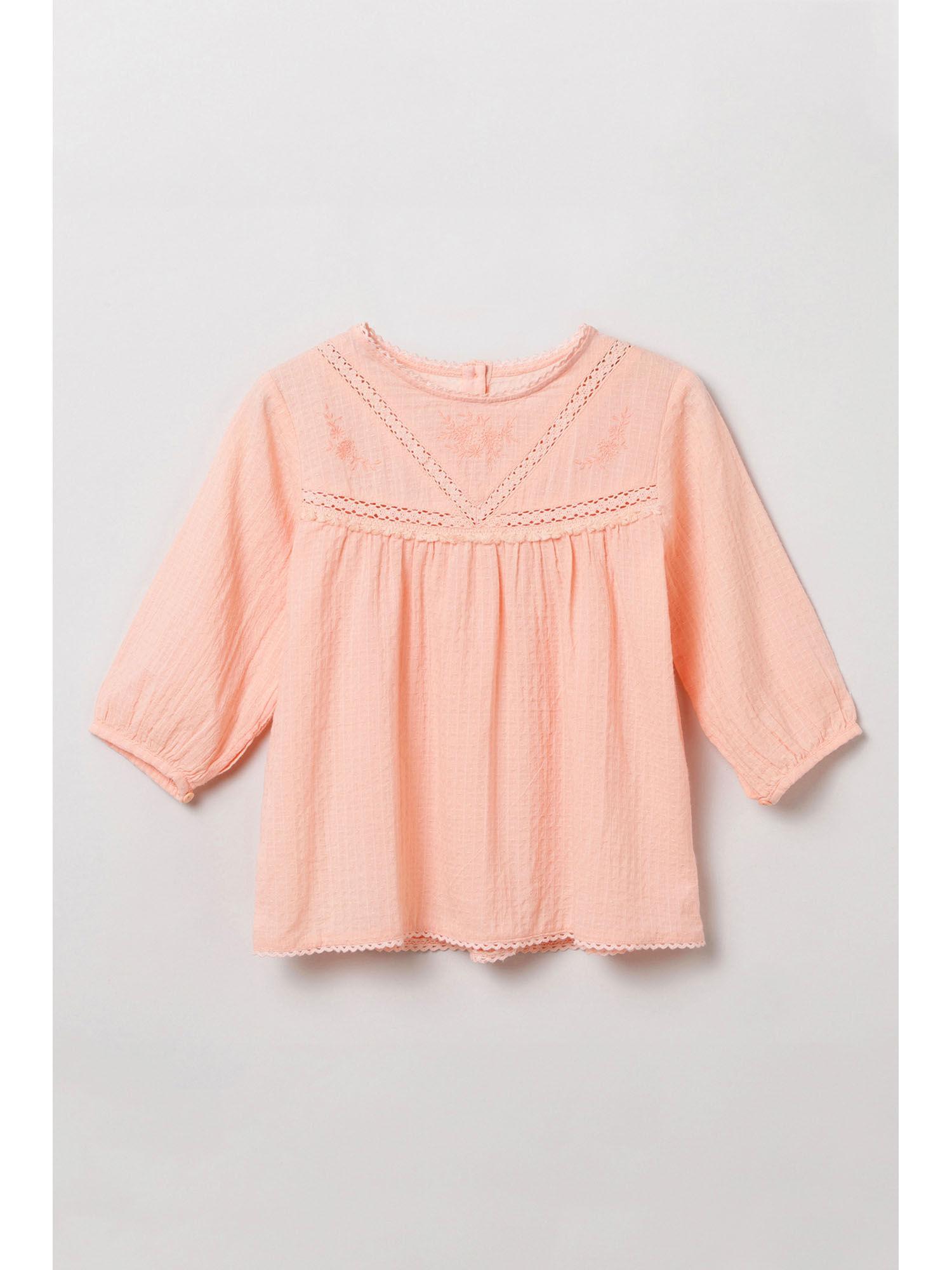 peach embroidered tops
