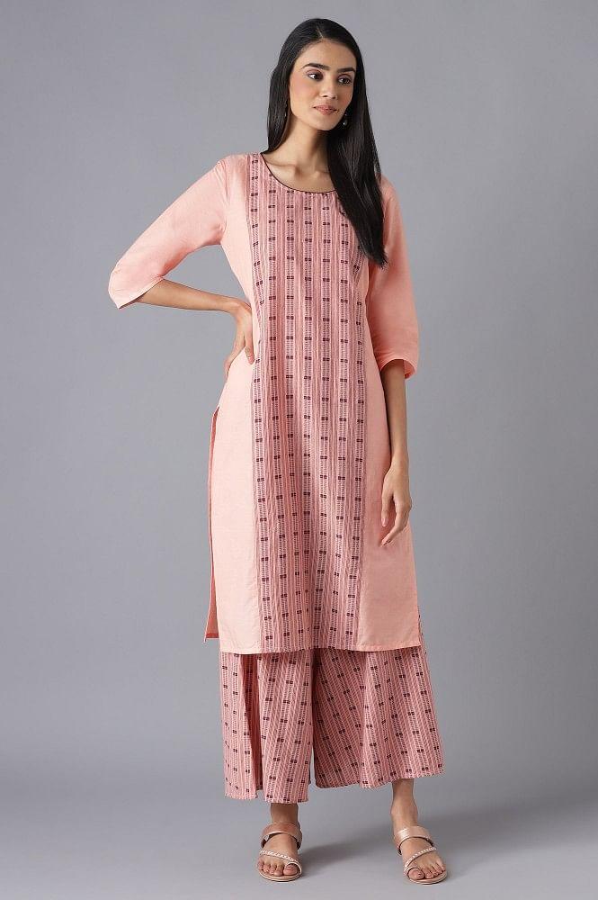 peach ethnic kurta with culottes