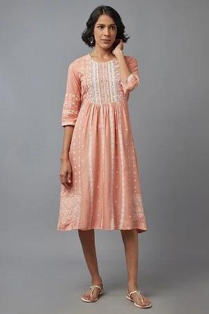 peach flared kurta