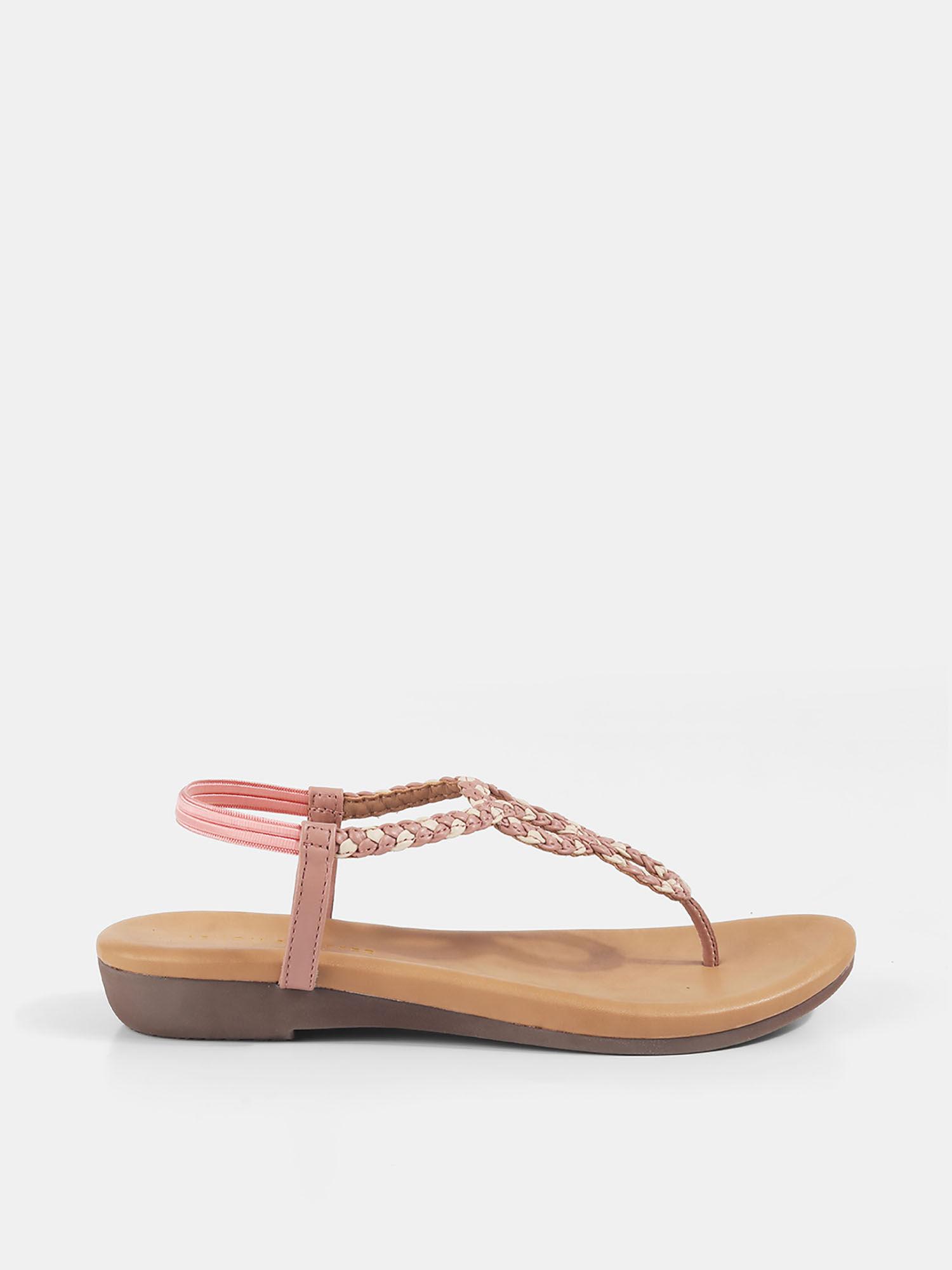 peach flat sandals