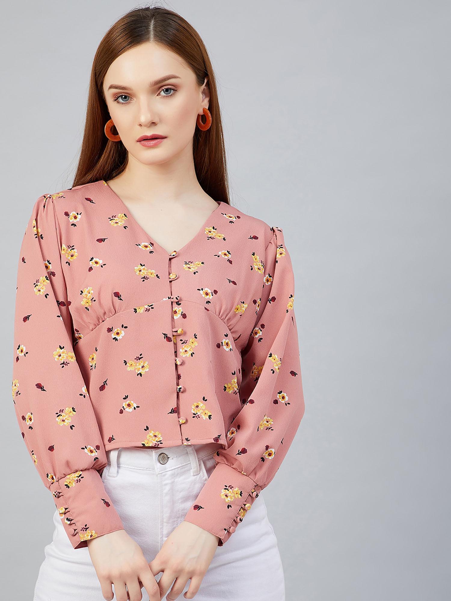 peach floral comfortable top