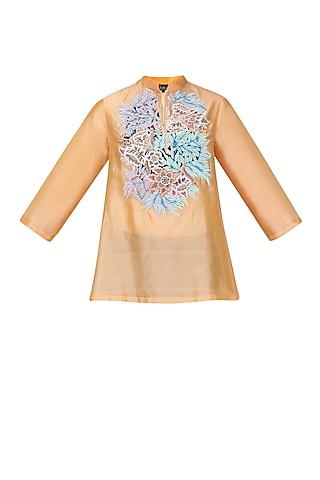 peach floral embroidered tunic
