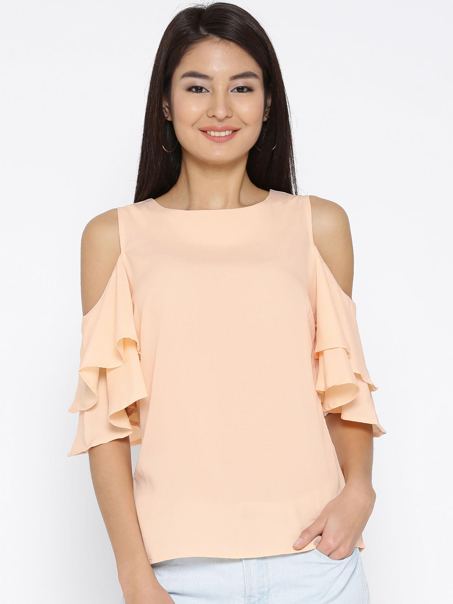 peach floral print top