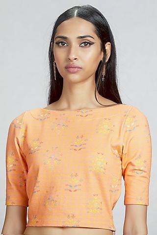 peach floral printed blouse