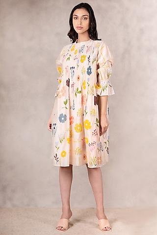 peach floral printed dress