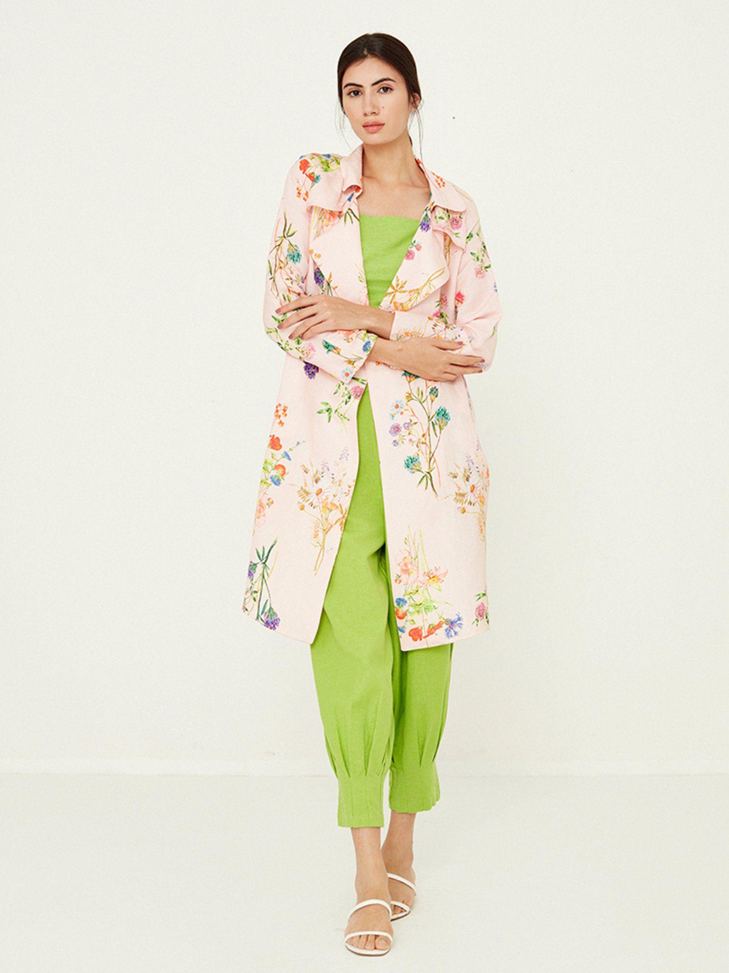 peach floral printed jacket