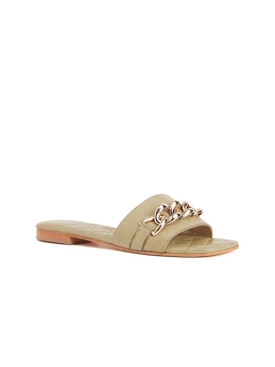 peach flores embellished leather open toe flats