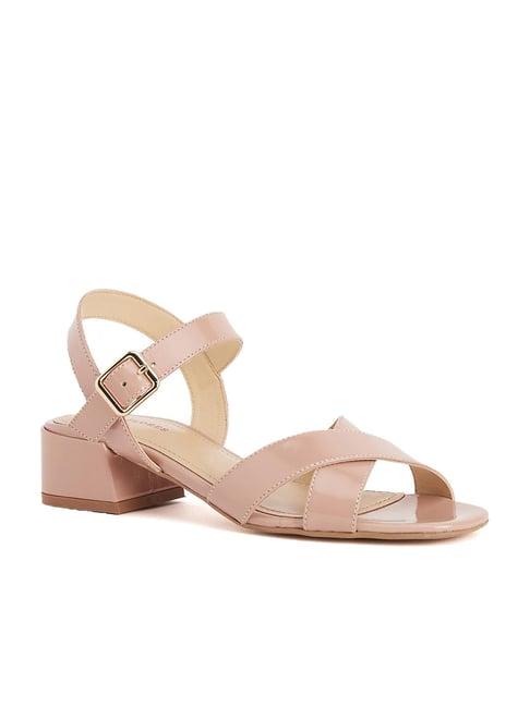 peach flores women's nude ankle strap sandals