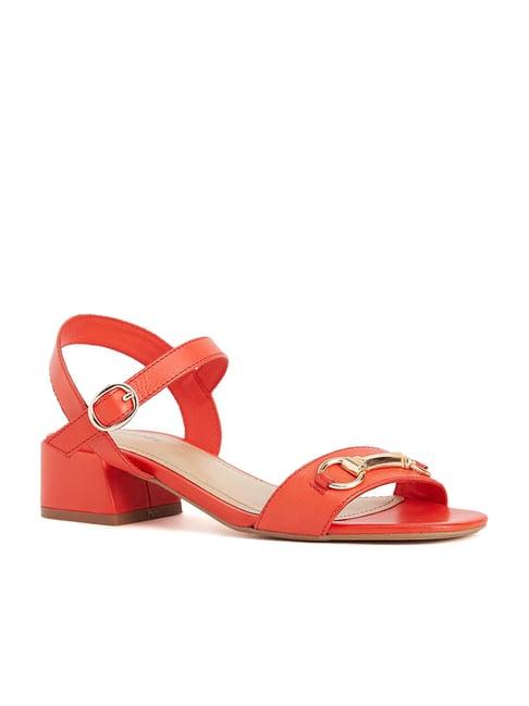 peach flores women's red ankle strap sandals