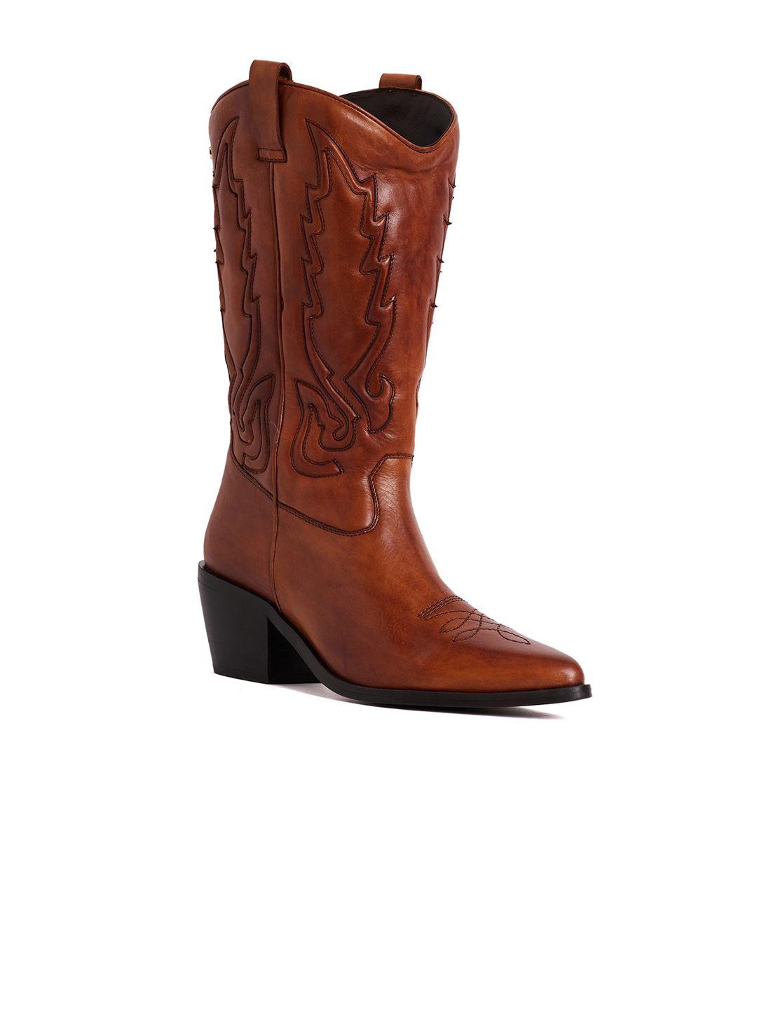 peach flores women grace block-heeled leather high-top cowboy boots