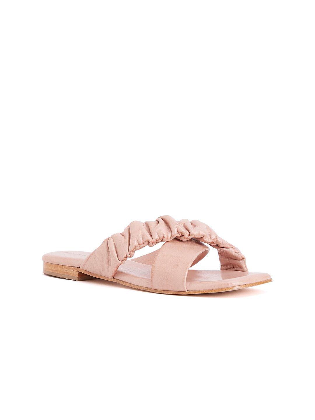 peach flores women nude-coloured open toe flats