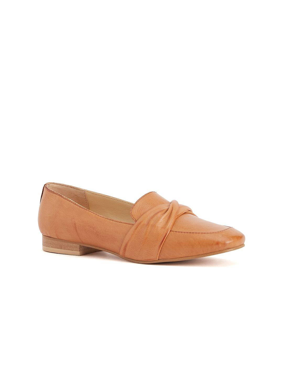 peach flores women solid leather loafers