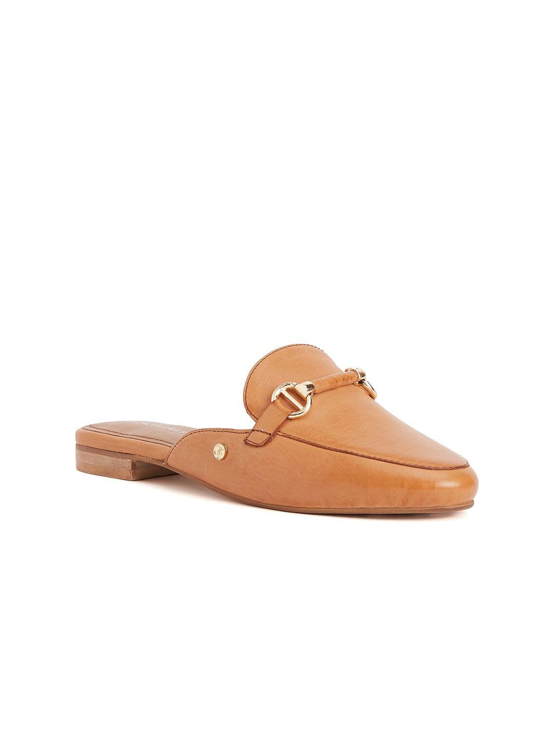 peach flores women solid leather mules