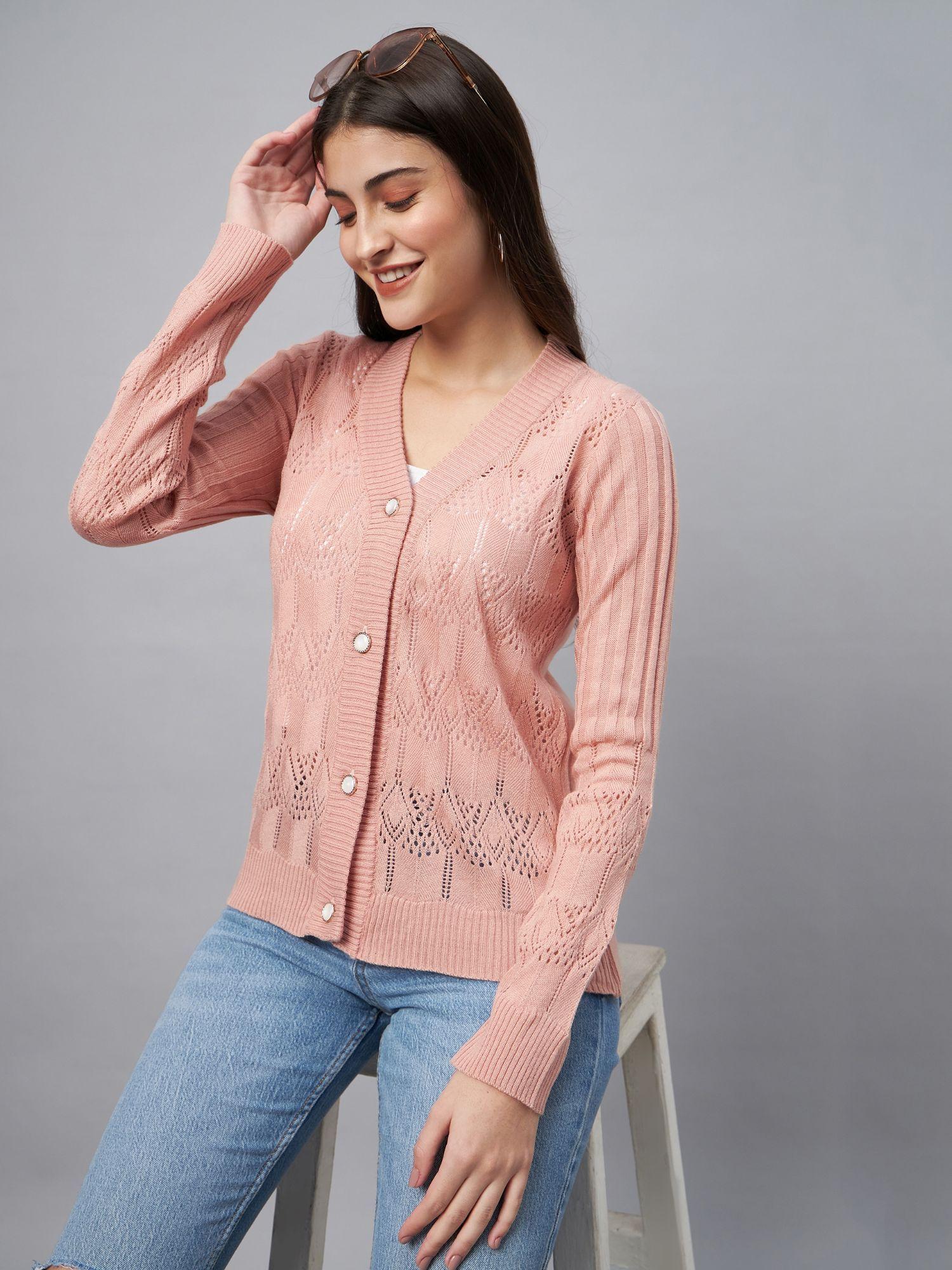 peach front open cardigans