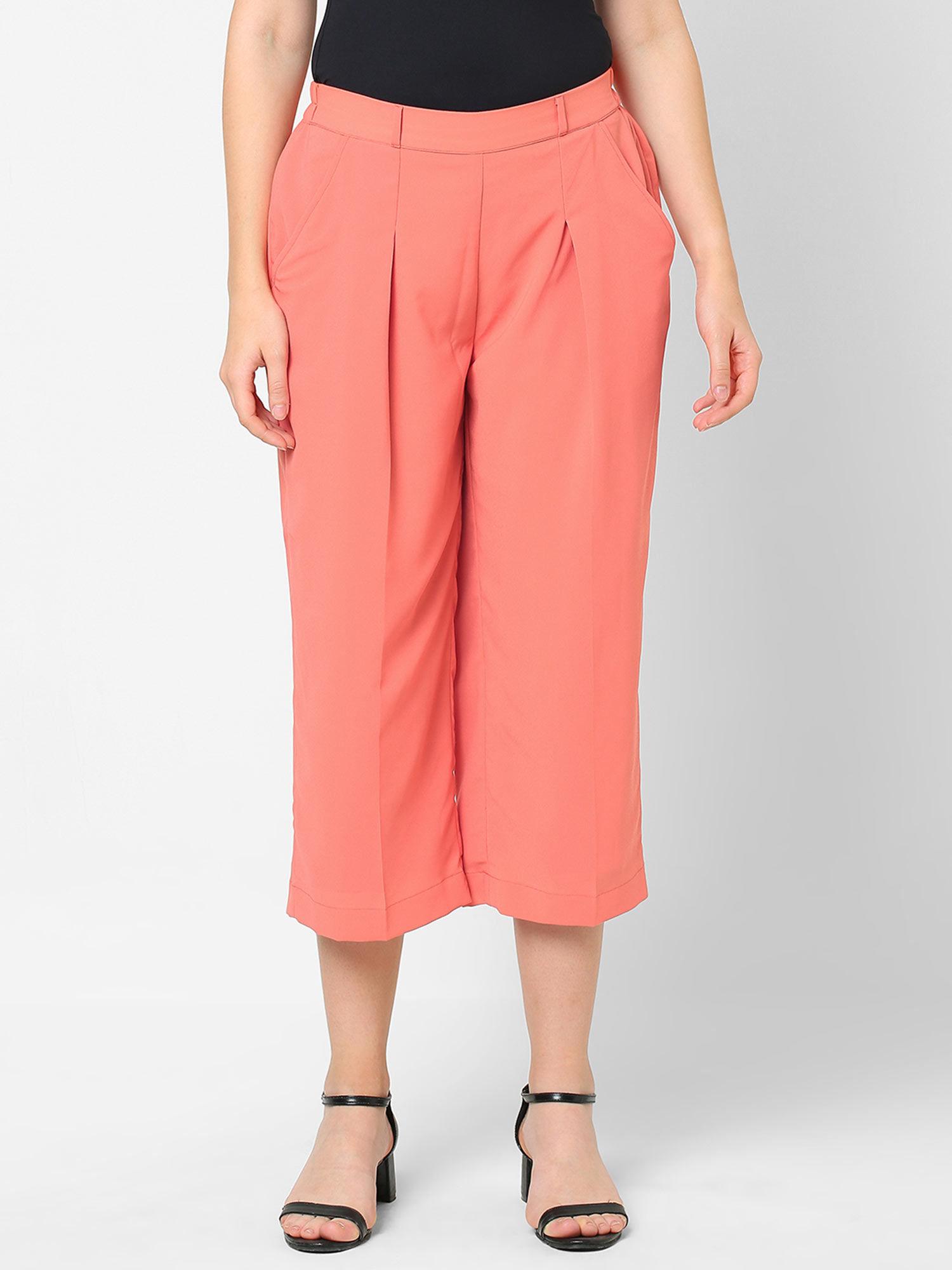 peach front pleat detail trouser