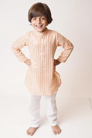 peach georgette kurta set for boys