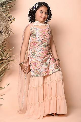 peach georgette sharara set for girls