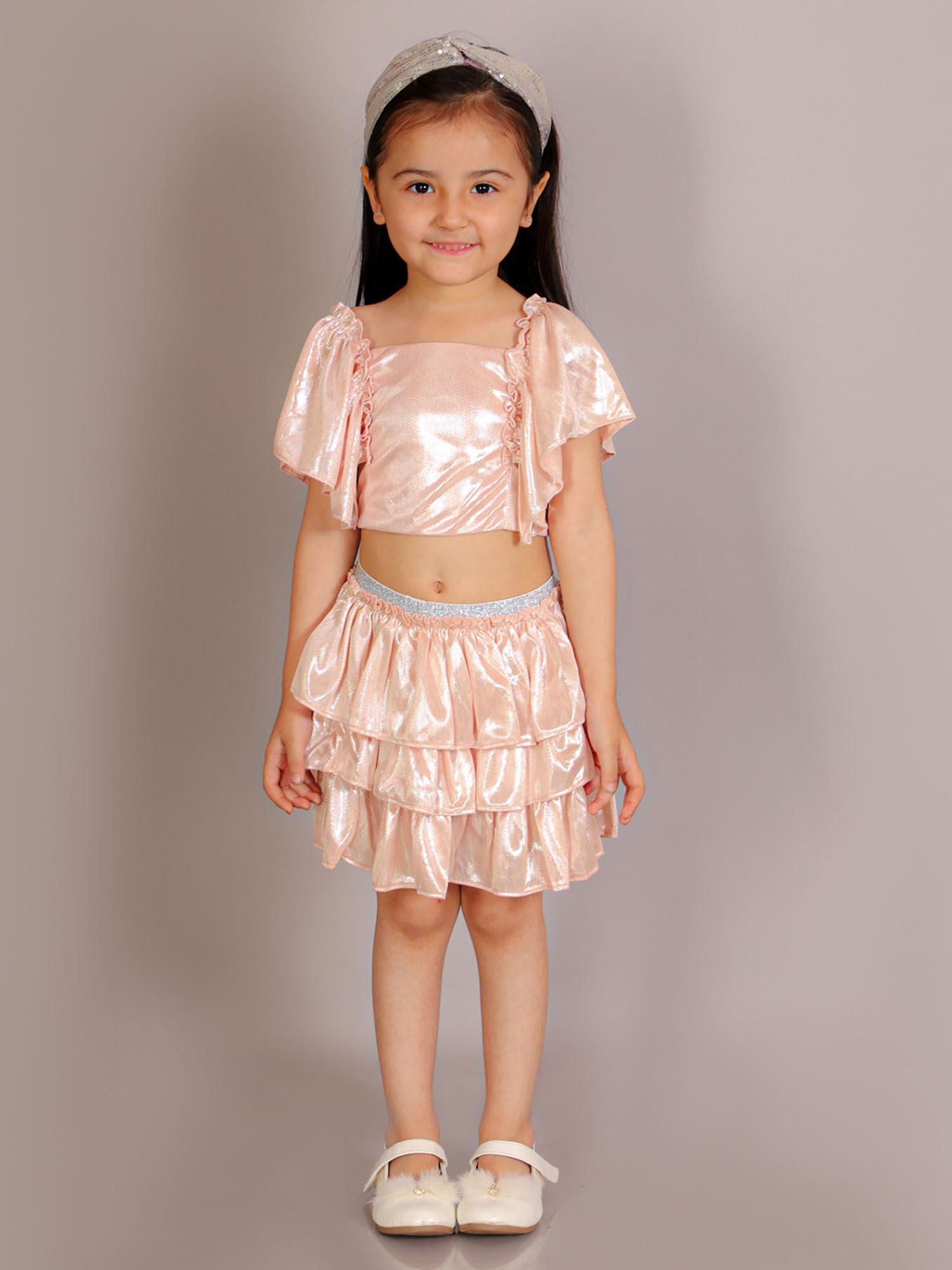 peach girls party top with skirt (set of 2)