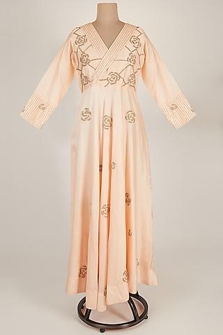 peach hand embroidered anarkali