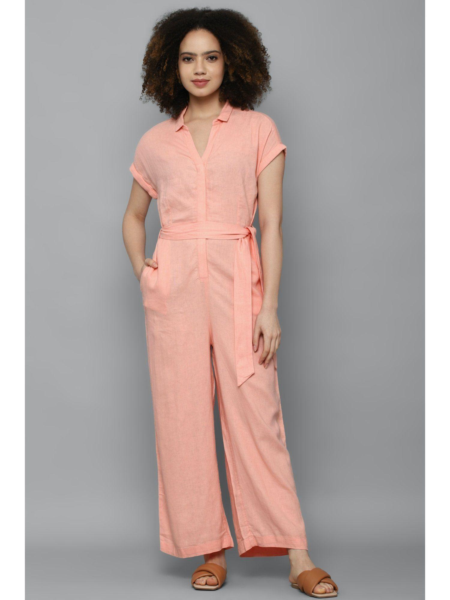 peach jumpsuit with belt (set of 2)