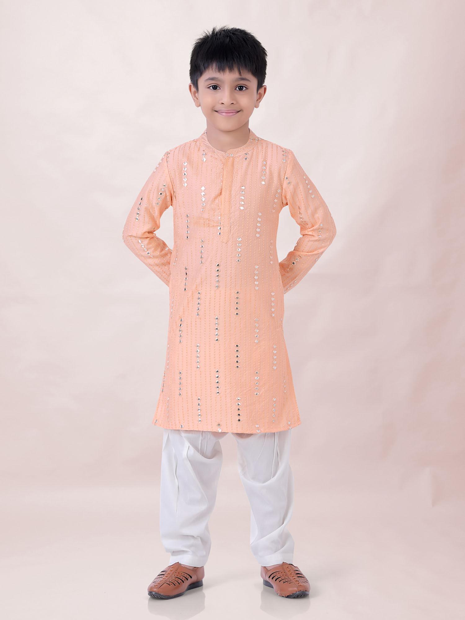 peach kurta pyjama (set of 2)