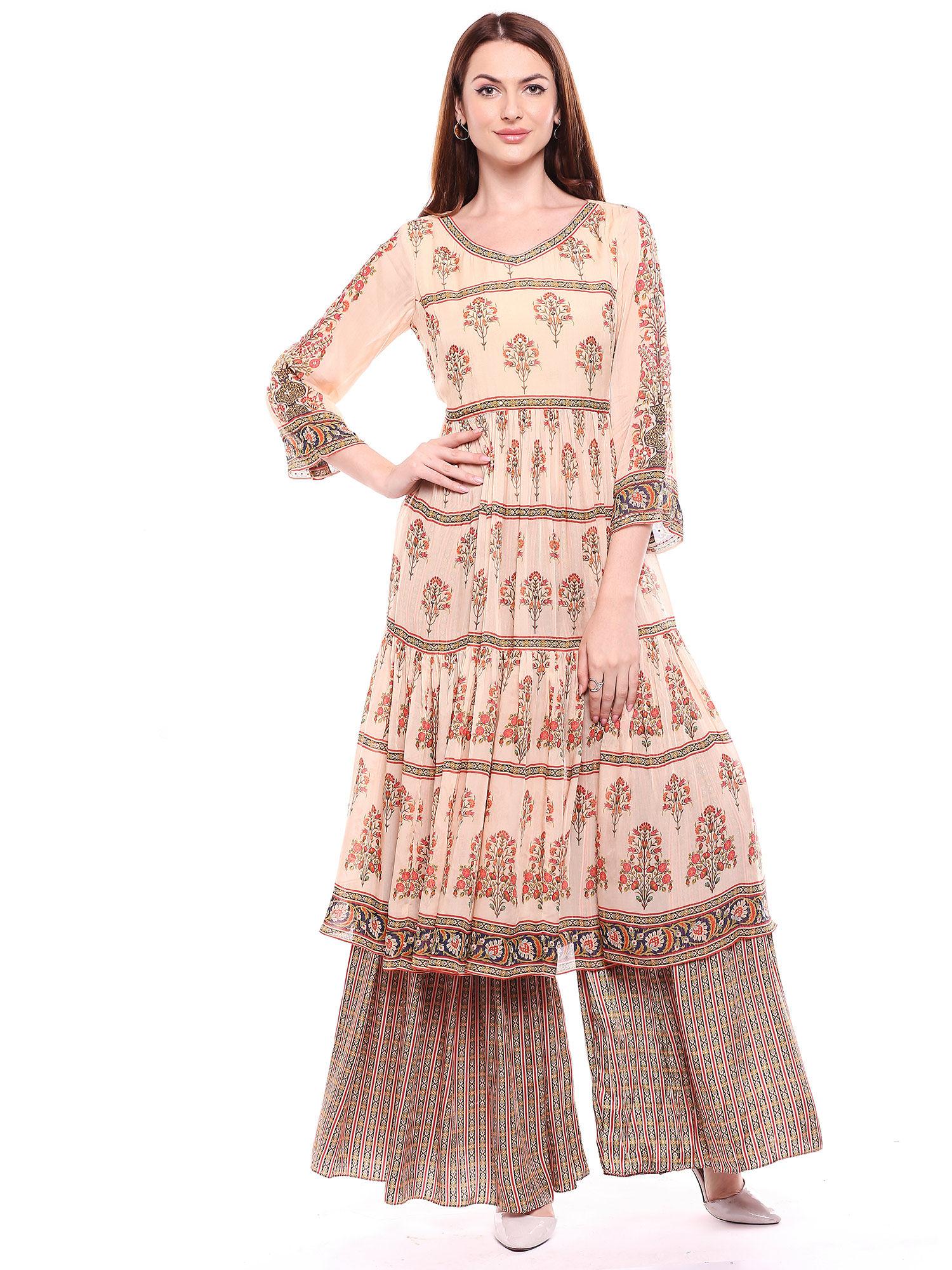 peach kurta with palazzo - customisable (set of 2)