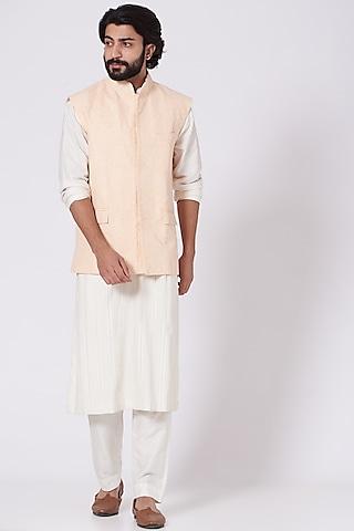 peach laser cut bundi jacket